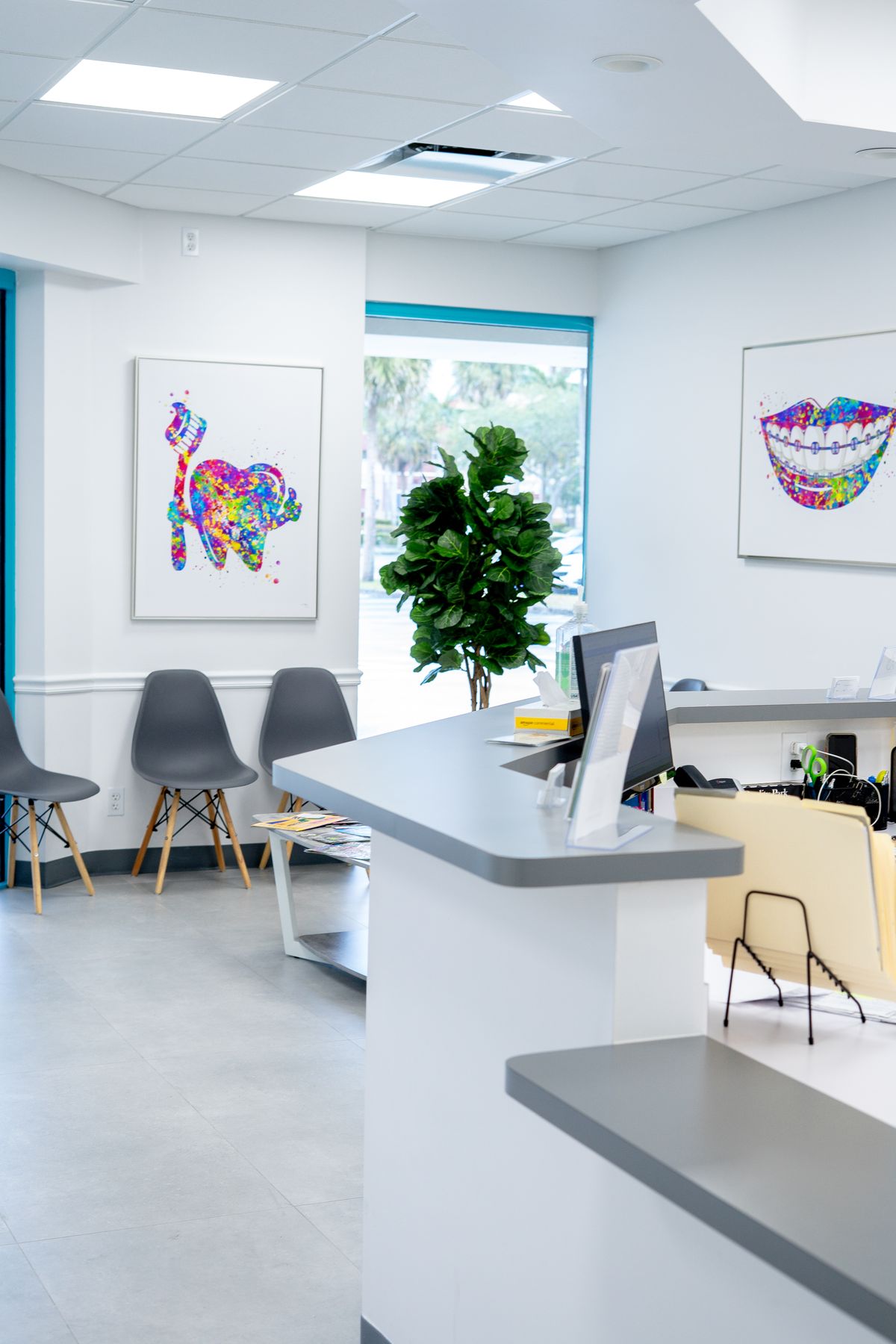 Waiting area interior at Zipper Orthodontics